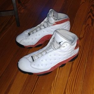 White and red Jordans for men